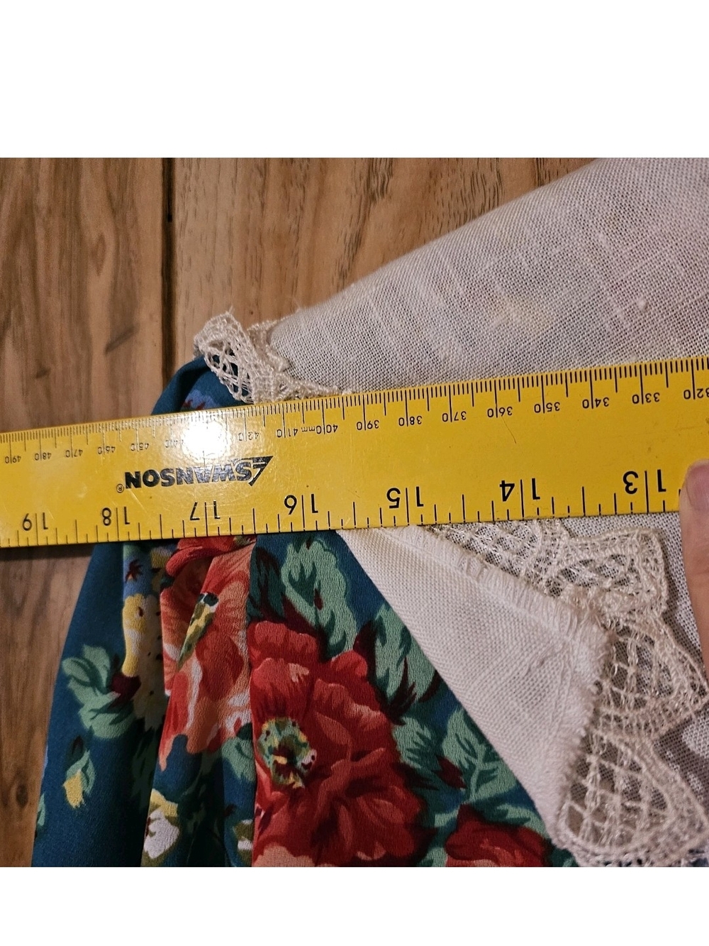 Lisa ll Vintage Women’s Teal Floral Midi Dress with Lace Trim - Picture 5 of 14